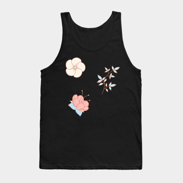 Cute flowers and leaves pattern Tank Top by BrisaArtPrints